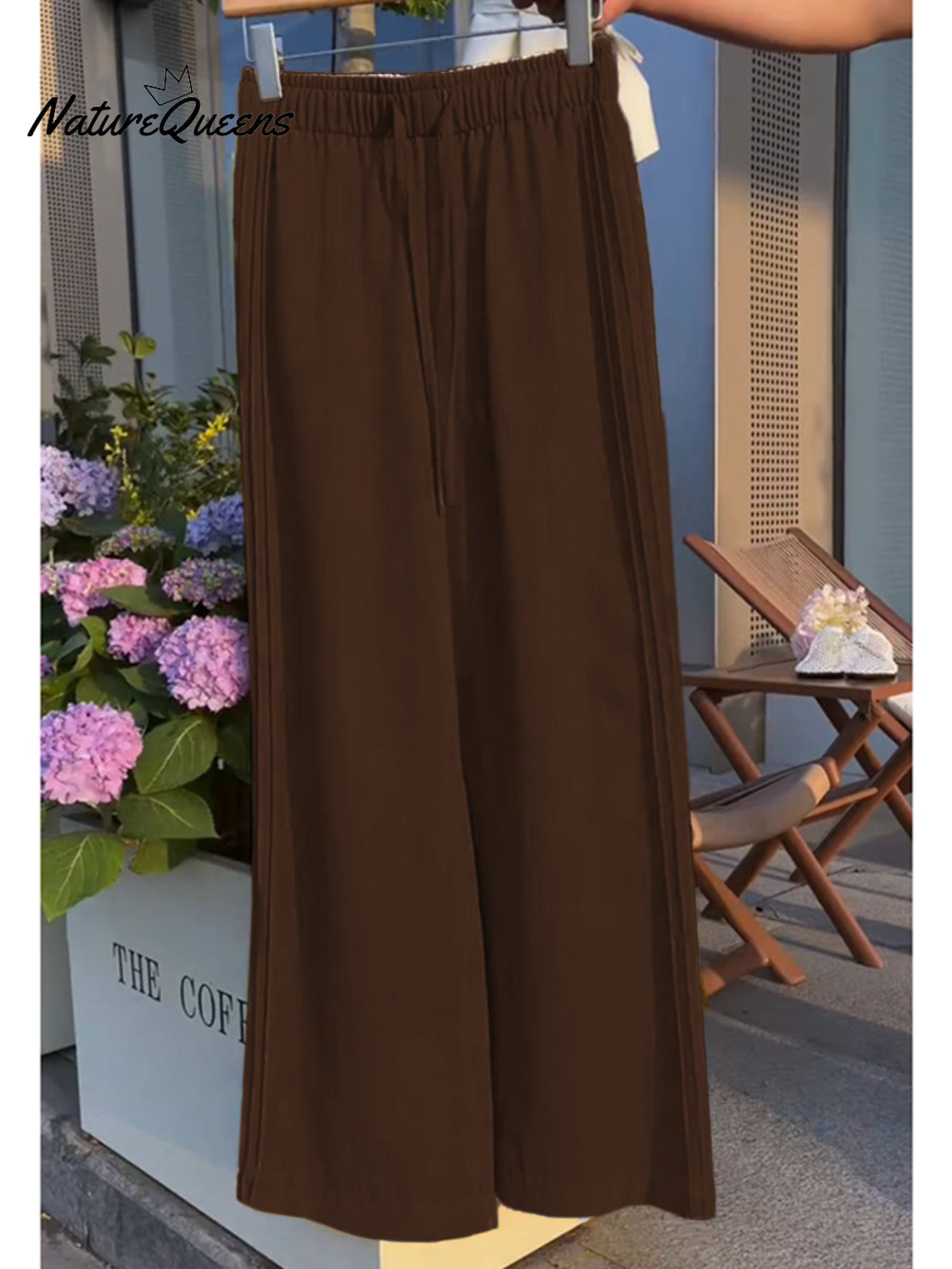 Women'sTencel and Linen Wide-leg Casual Pants