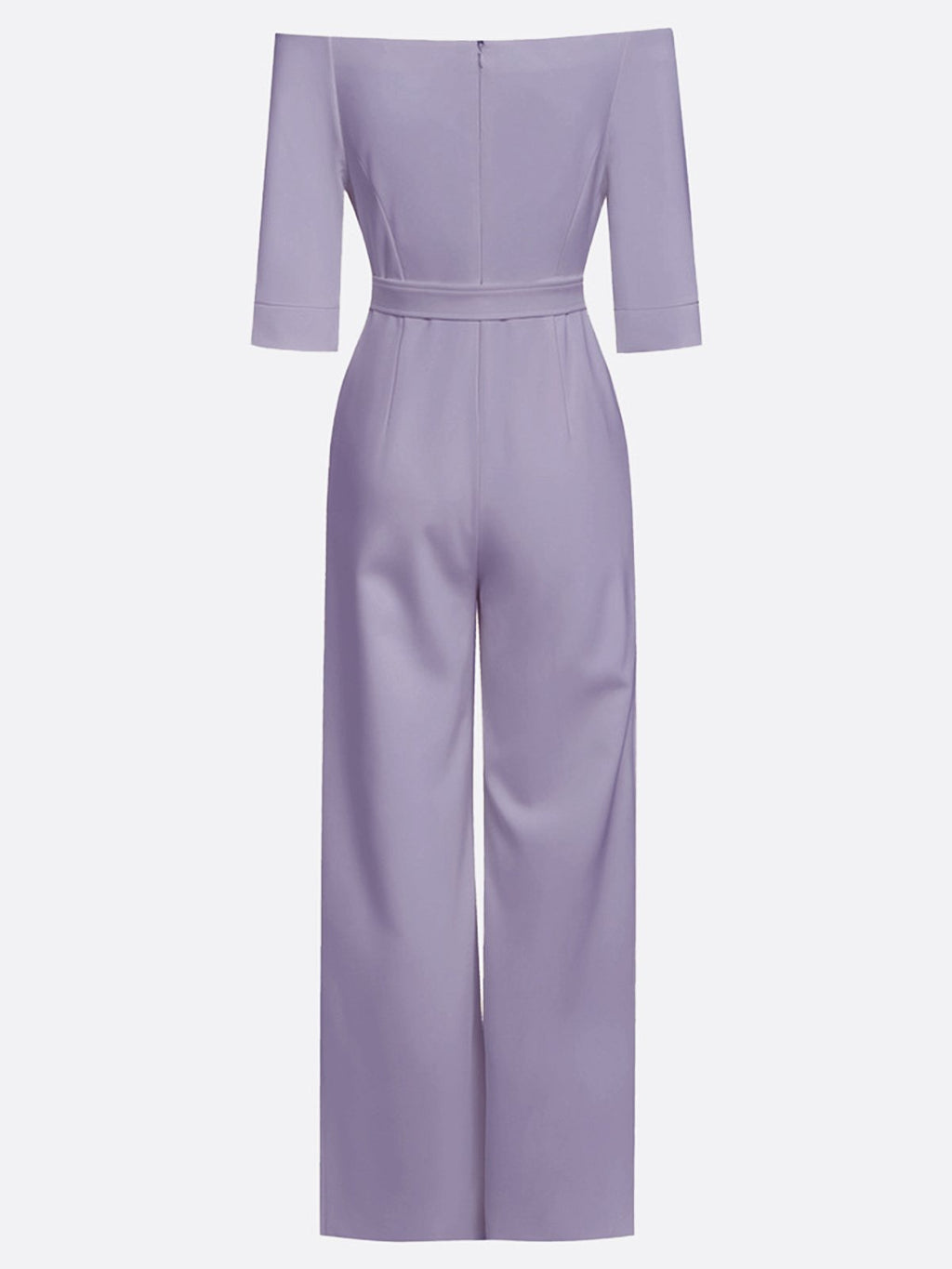 Women Purple Off The Shoulder Half Sleeve Dressy Jumpsuit With Pockets