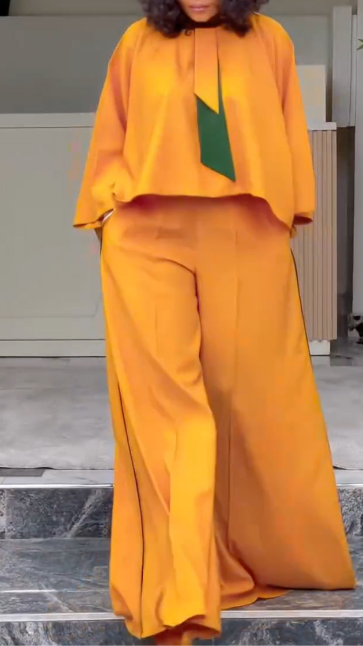 Oversized Cropped Top & Wide-Leg Pant Co-Ord Set