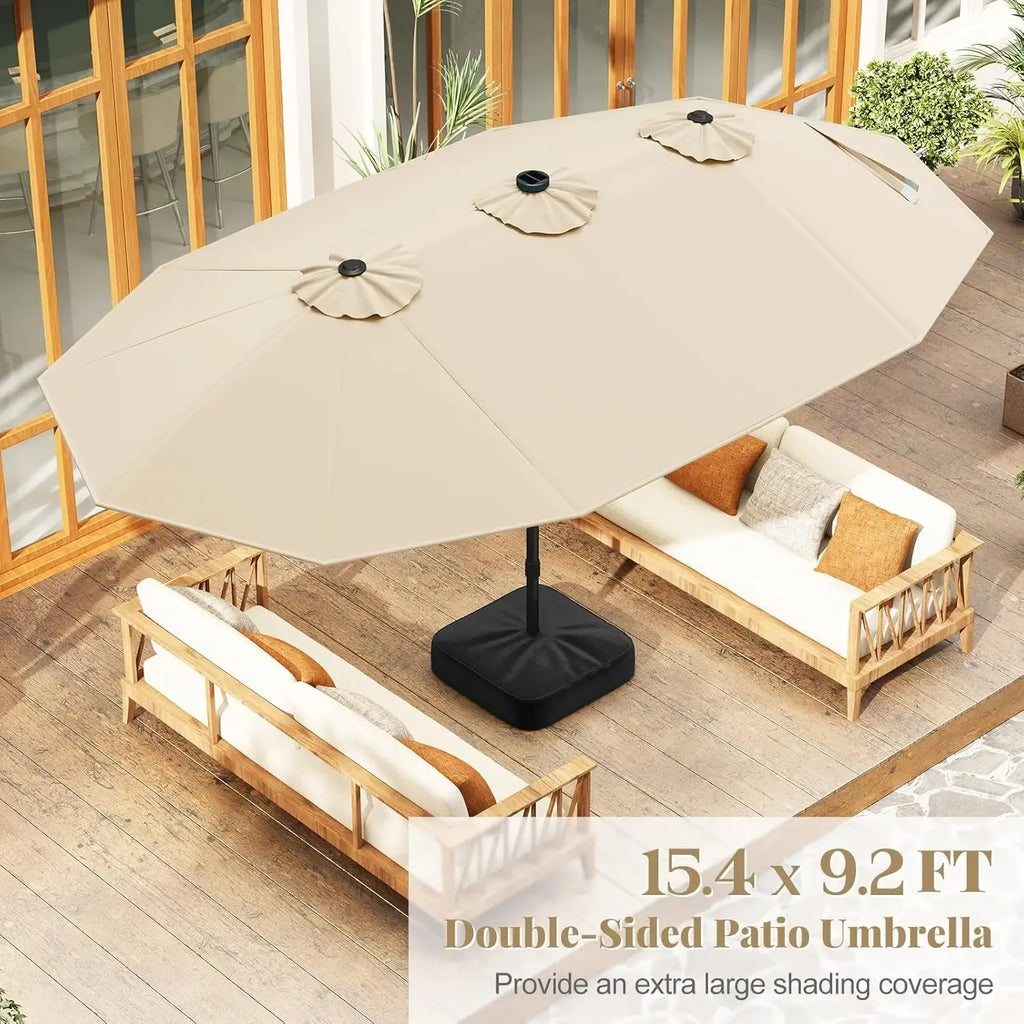 Large Heavy-Duty Patio Umbrella with Base