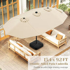 Large Heavy-Duty Patio Umbrella with Base