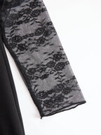 Sophisticated Black Blazer-Style Lace Midi Dress
