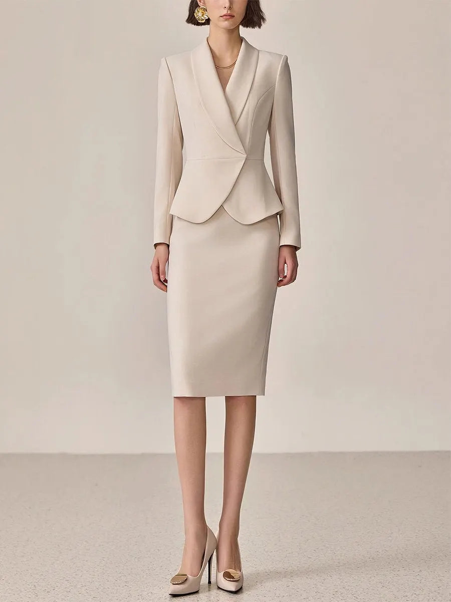 【24-hour shipping out】High-End Fashion Temperament Lapel Beige Suit
