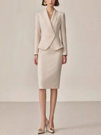 【24-hour shipping out】High-End Fashion Temperament Lapel Beige Suit