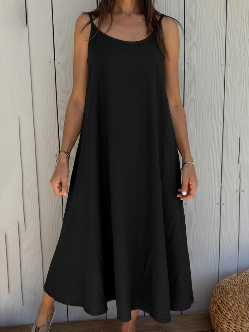 Cozy Basic Loose Linen Cotton Slip Dress