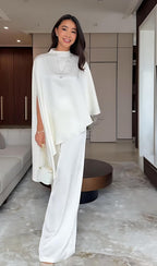 Cape Sleeve Wide-Leg Pants Set