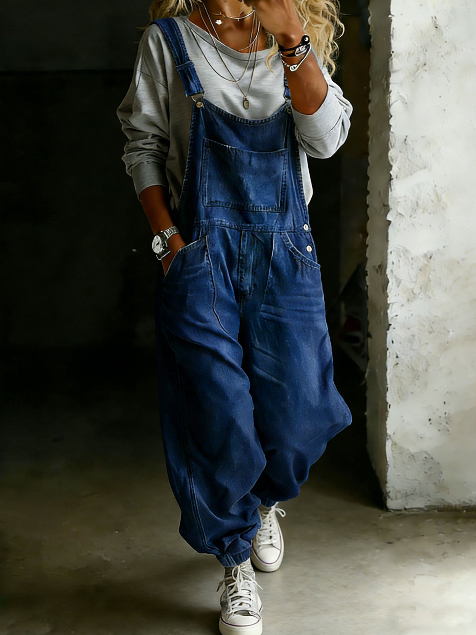 Women’s Casual One Piece Denim Jumpsuit