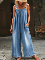 Easy-to-wear Unrestrictive Denim Overalls