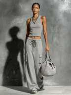 Women's Minimalist Sporty-Casual Striped Tank Top & Drawstring Straight Skirt Set MDZ3046D0Y