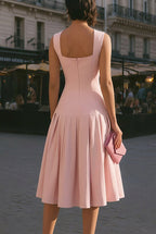 Structured Square Neck Sleeveless Midi Dress