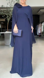Formal Chiffon Evening Gown with 3D Flower