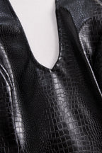 Chic Croc-Effect Faux Leather Halter Mini Dress