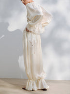 The Ivory Satin Lace Harem Set