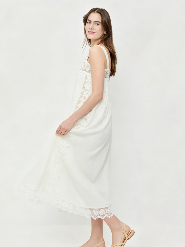 The Lace Linen Midi Dress