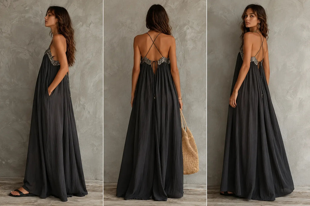 Sequin Spaghetti Strap Loose Maxi Dress
