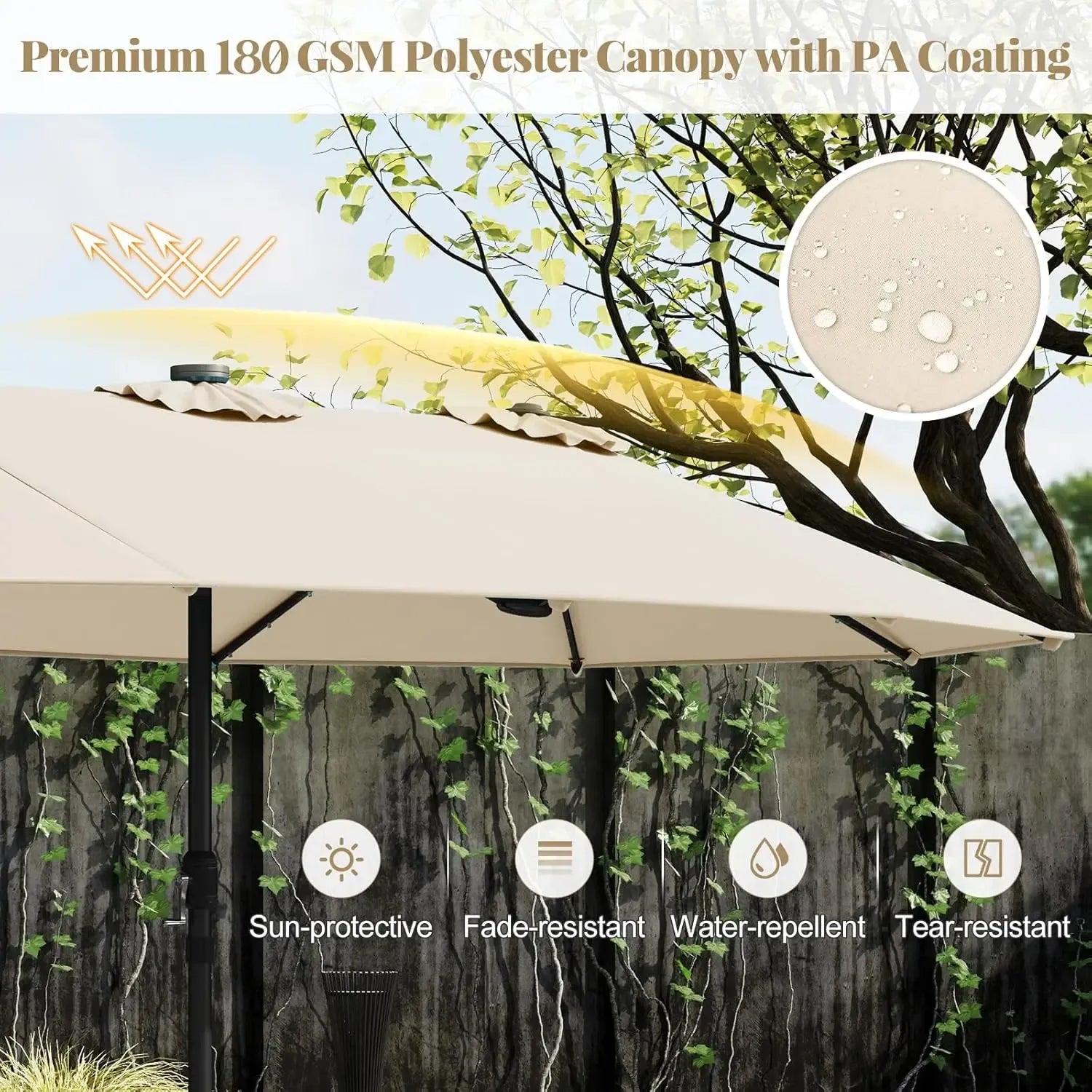 Large Heavy-Duty Patio Umbrella with Base