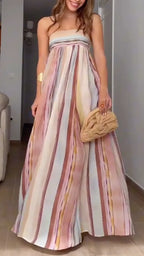 复制Black Draped Sleeveless Midi DressPastel Watercolor Stripe Strapless Maxi Dress