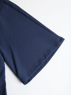 Elegant Navy Blue Batwing Sleeve Midi Sheath Dress