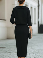 Boat Neck Top And Midi Skirt Set