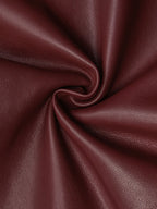 Women Burgundy Faux Leather Pocket Stitching Strapless Sleeveless Modern Jumpsuit