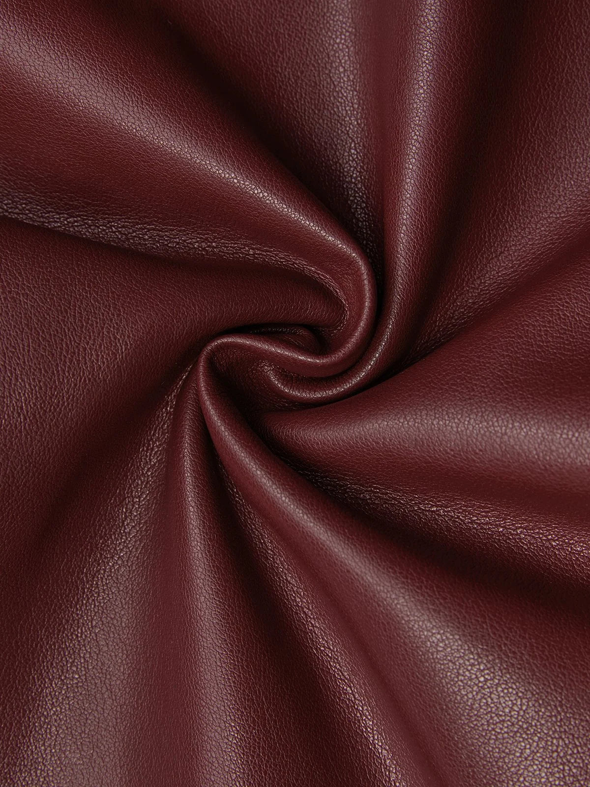 Women Burgundy Faux Leather Pocket Stitching Strapless Sleeveless Modern Jumpsuit