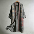 Men's Japanese Dragon Pattern Calligraphy And Painting Art Linen Long Kimono