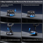 Universal Magnetic Car Phone Holder Strong Vacuum Suction Cup Mount for All Smartphones & Vehicles Foldable Design Works on Dashboard Gym & Bathroom Mirrors