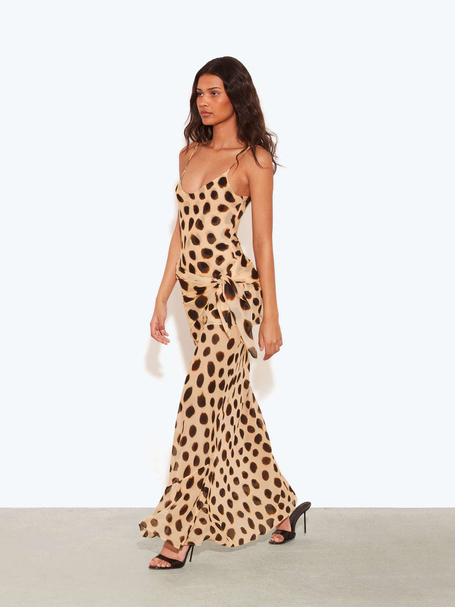 Animal Dot Print Maxi Dress