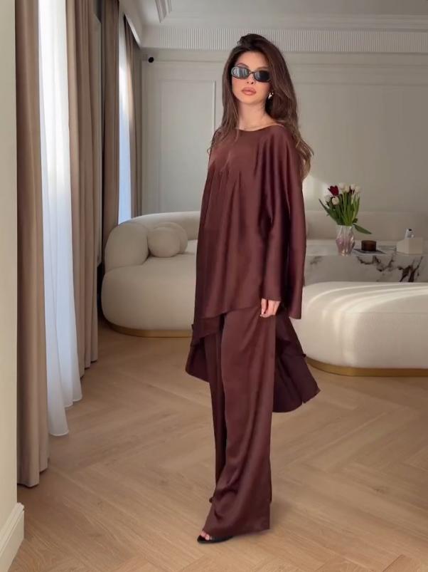 Cape Sleeve Wide-Leg Pants Set