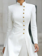 Elegant Front-buttons Long Blazer And Pants Set