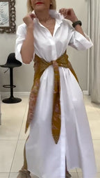 White Collared Shirt Maxi Dress
