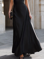 One-Shoulder Draped High-Neck Maxi Dress