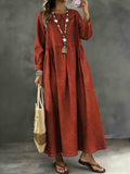 Long Sleeved Lotus leaf collar  Loose Denim Dress