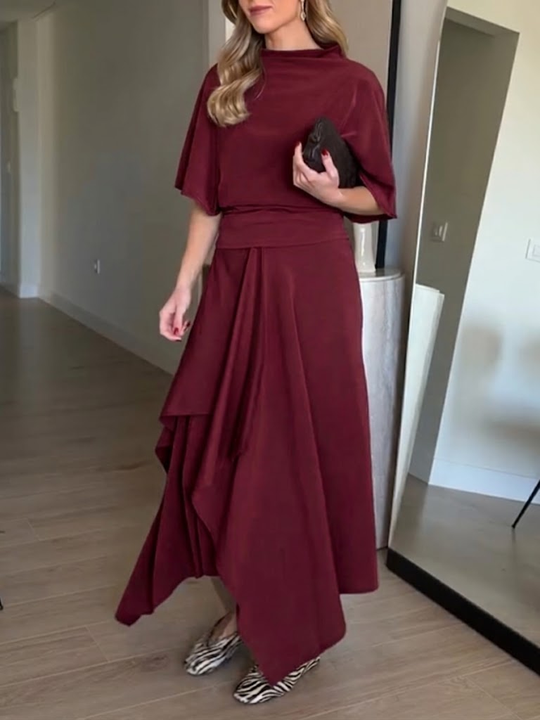 Stylish And Elegant Two-piece Top And Skirt Set