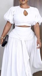 Taupe Linen-Blend Cropped Top & Wrap Maxi Skirt Two-Piece Set