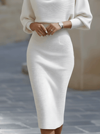 White Draped Batwing Midi Dress