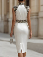 Elegant White Satin Bodycon Midi Dress