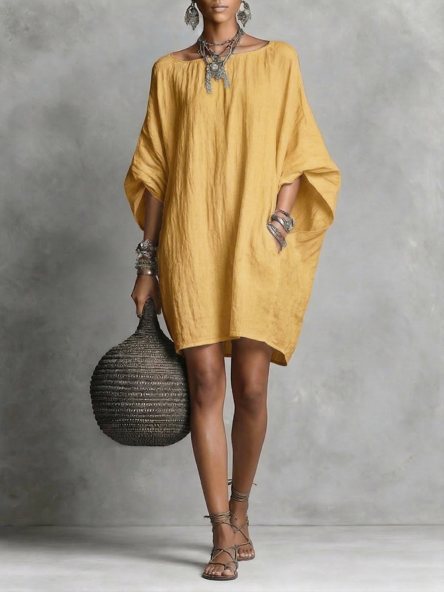 Casual cotton and linen dress