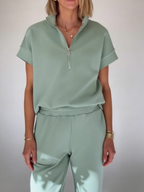 Cozy Travel Stand-collar Zip Sweatshirt & Pants Two-piece Set
