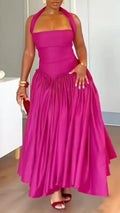 Women's Halter-Neck Structured Flared Skirt Set