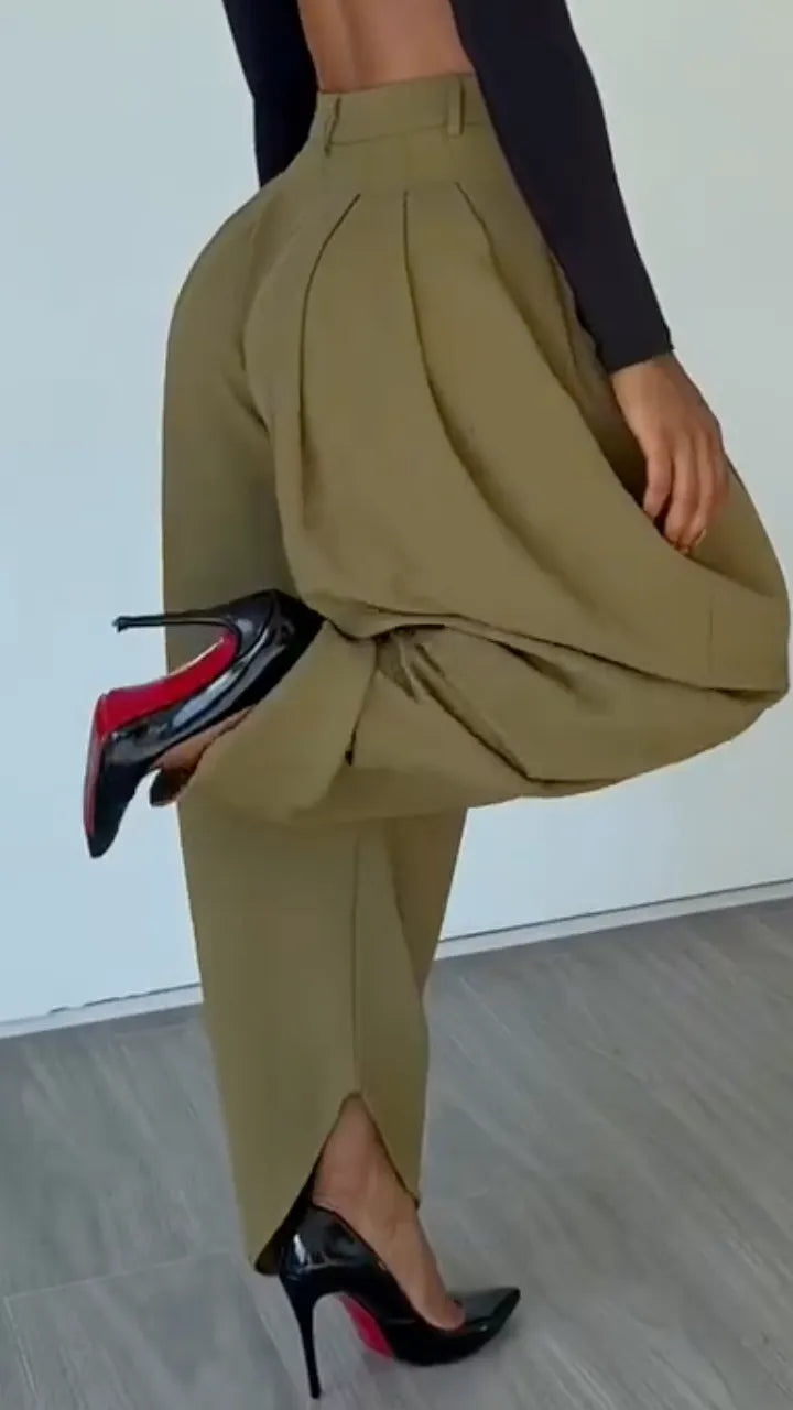 Draped Pleated Harem Trousers