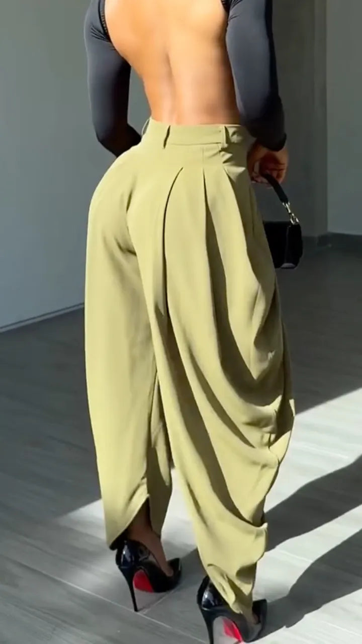 Draped Pleated Harem Trousers