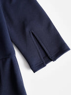 Sleek Navy Cold-Shoulder Midi Dress With Keyhole Detail