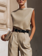 Minimalist Structured Sleeveless Top And Tailored Bermuda Shorts Set