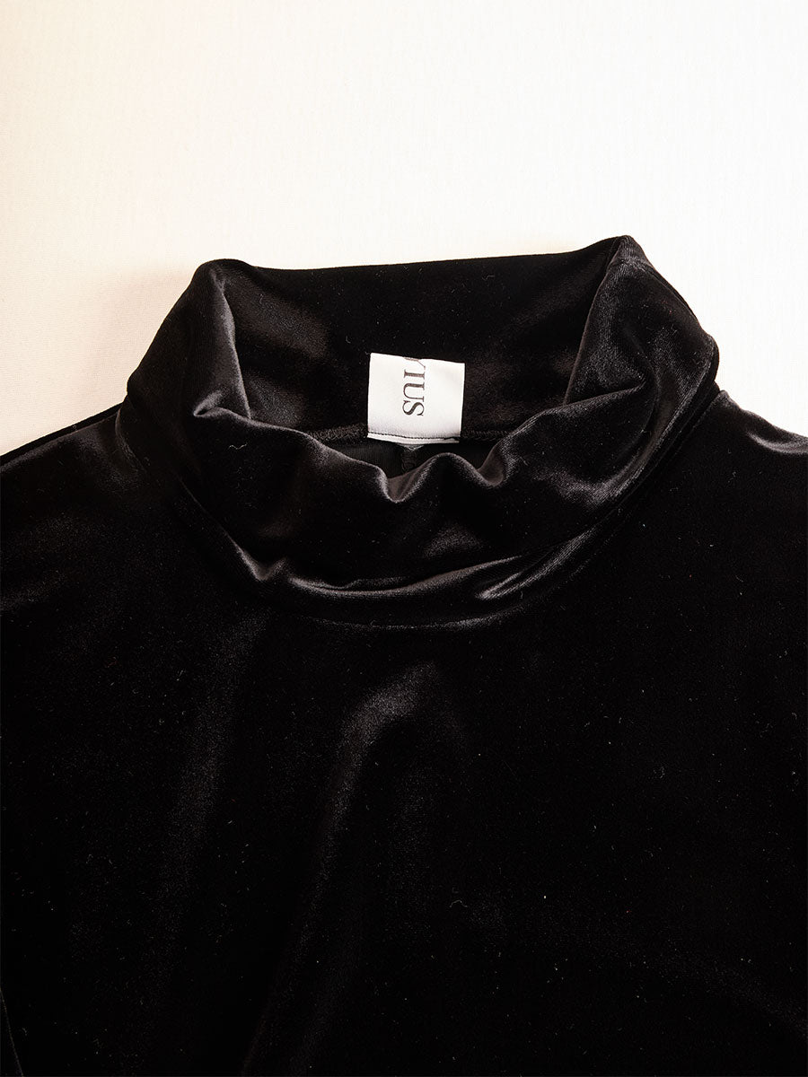 Elegant Black Velvet And Satin Midi Dress