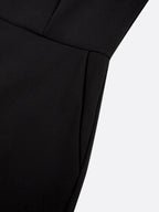 Women Black Bow Tie Neck Short Sleeve Dressy Jumpsuit