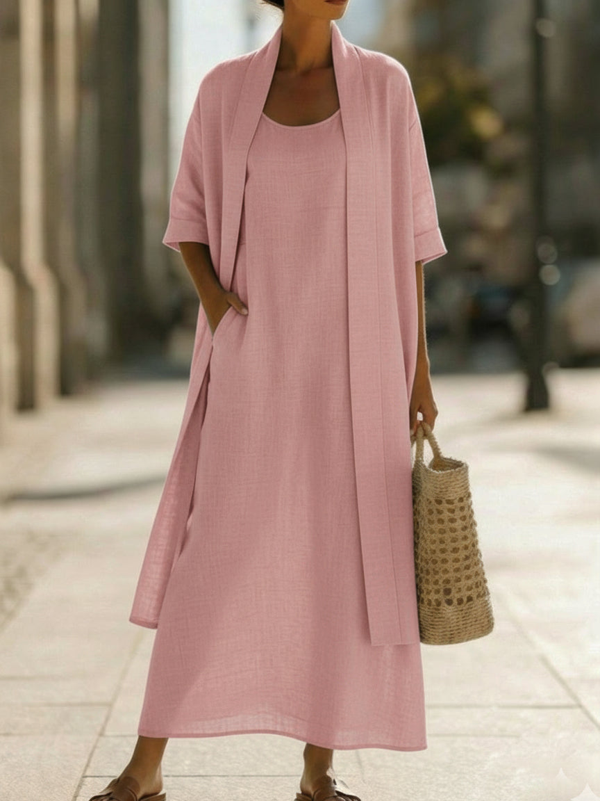 Minimalist Linen-cotton Two-piece Set - Comfortable For Everyday Wear