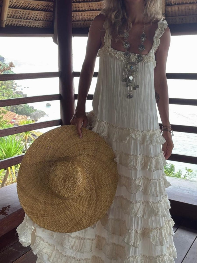 Bohemian Ruffled Tiered Maxi Dress
