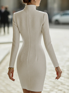 Textured Zipper Hourglass Leather Mini Dress