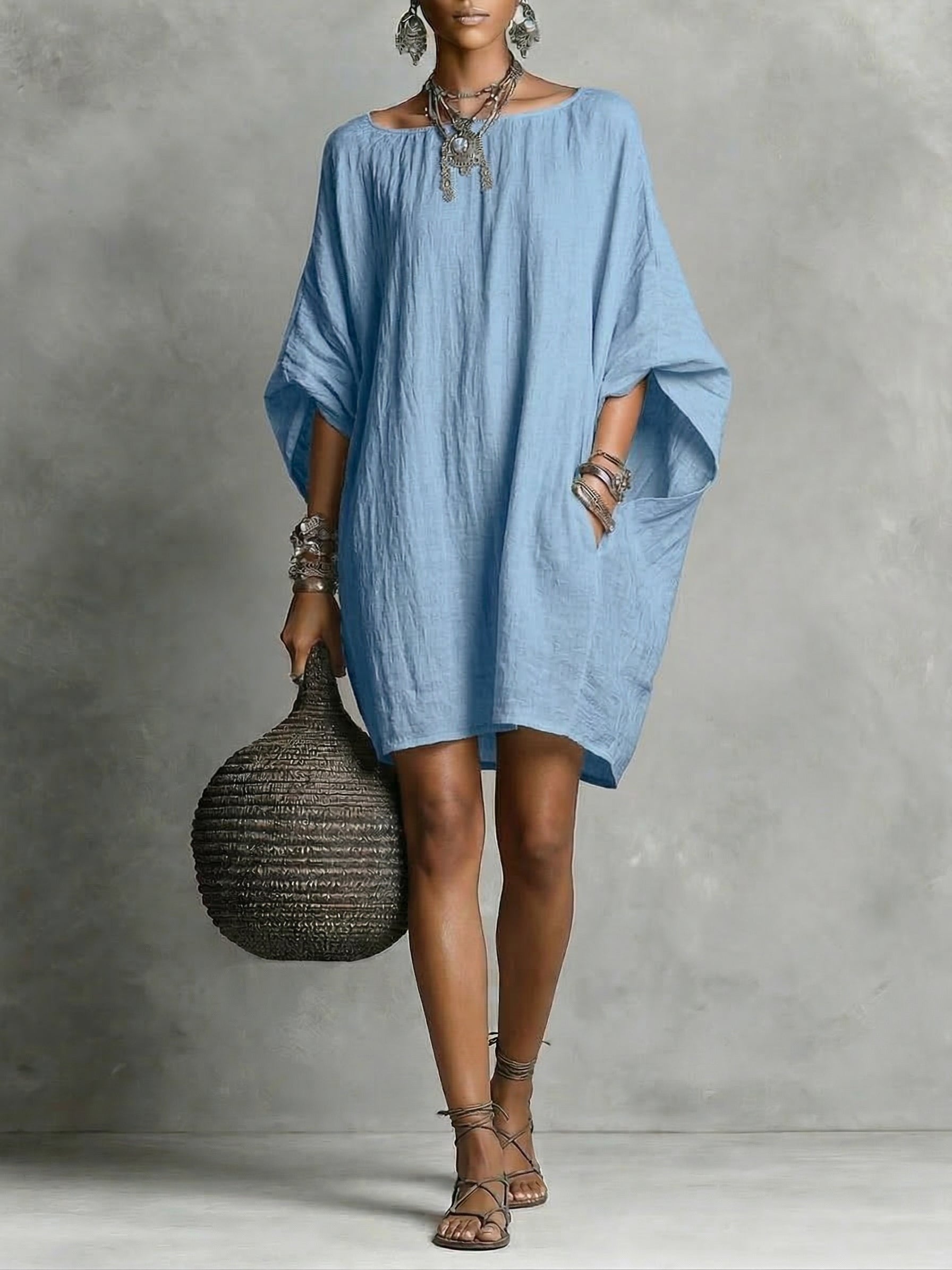 Casual cotton and linen dress